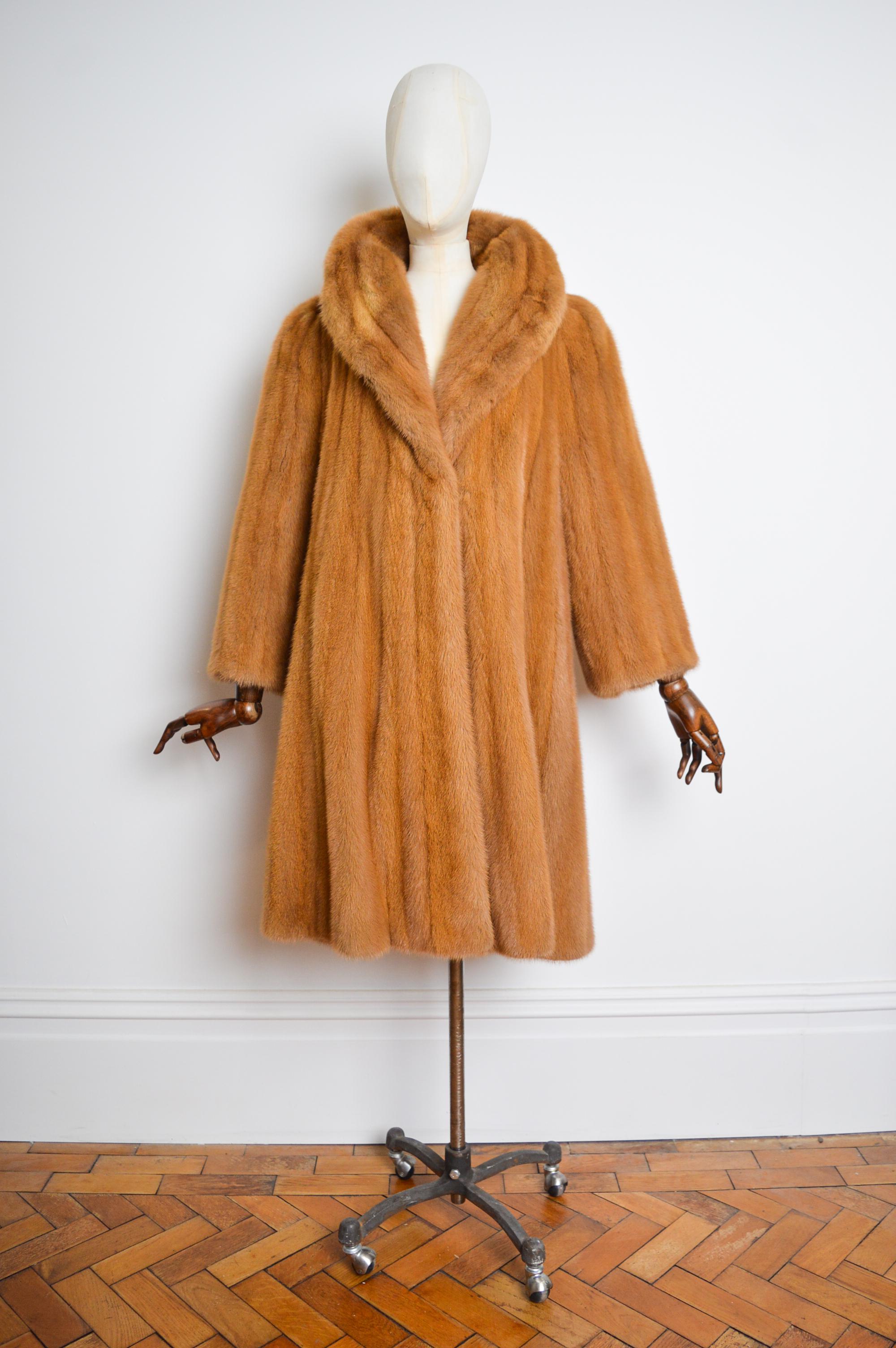 Luxury 1980's Vintage Ginger Thick Plush Mink Fur Long Swing Coat 3
