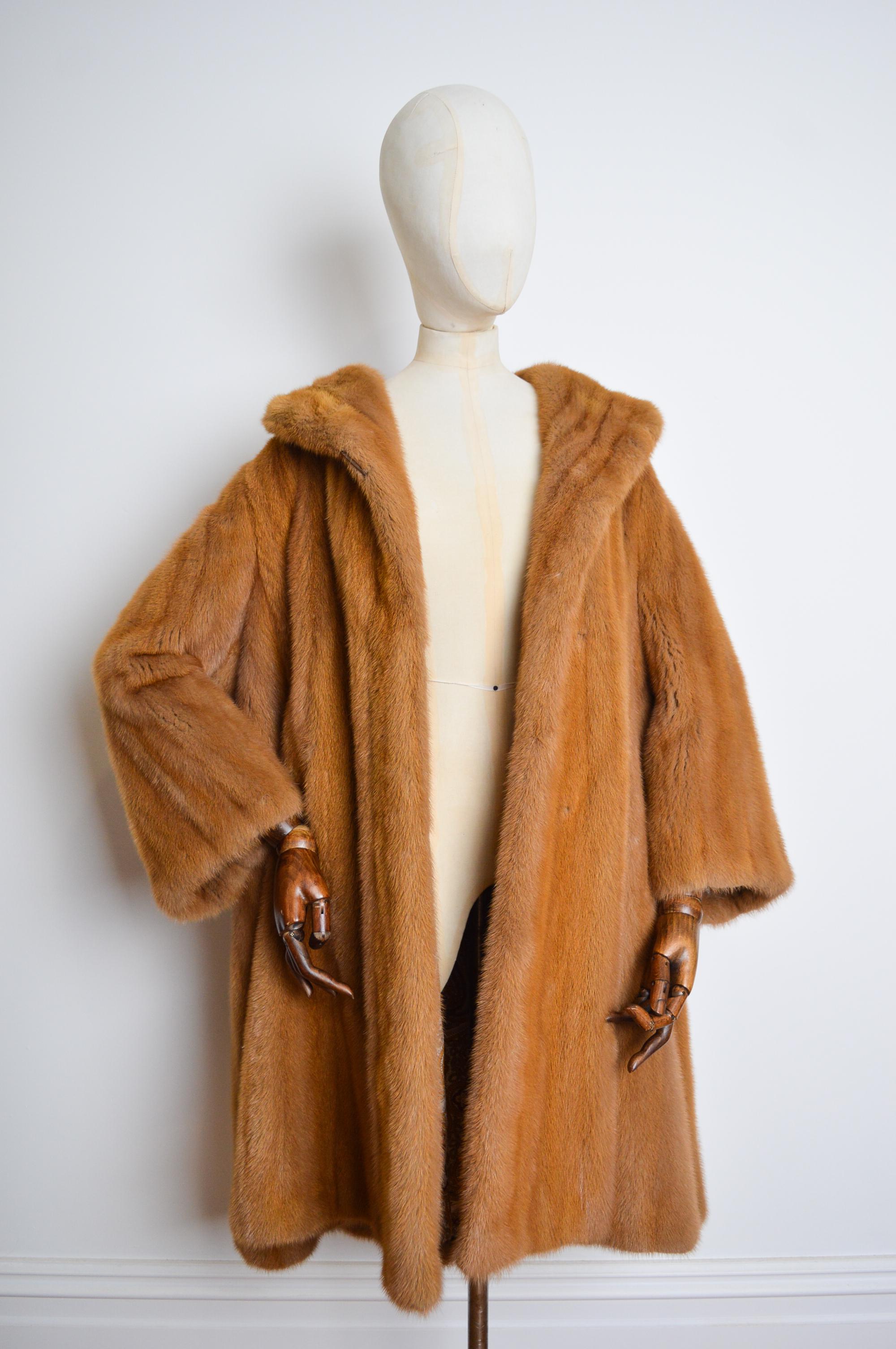 Luxury 1980's Vintage Ginger Thick Plush Mink Fur Long Swing Coat 4