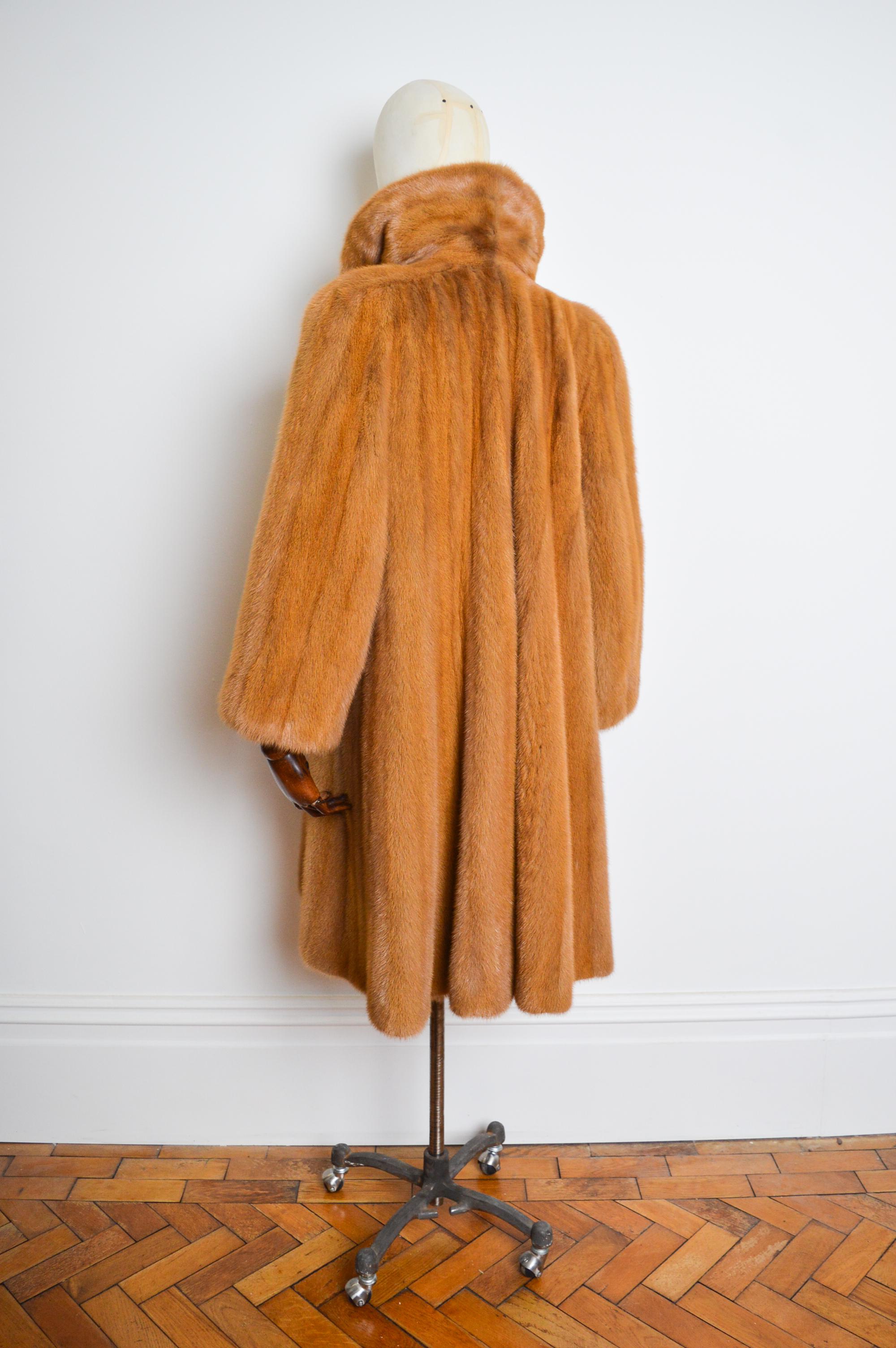 Luxury 1980's Vintage Ginger Thick Plush Mink Fur Long Swing Coat 5