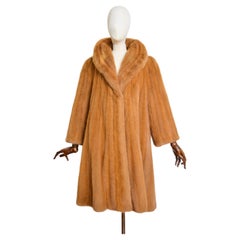 Luxury Vintage 1980's Ginger Thick Plush Mink Fur Long Swing Coat