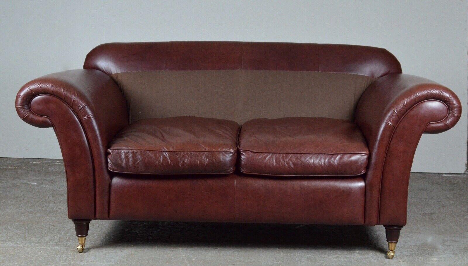 Luxury 2 Seater Heritage Brown Leather Laura Ashley Mortimer Sofa with