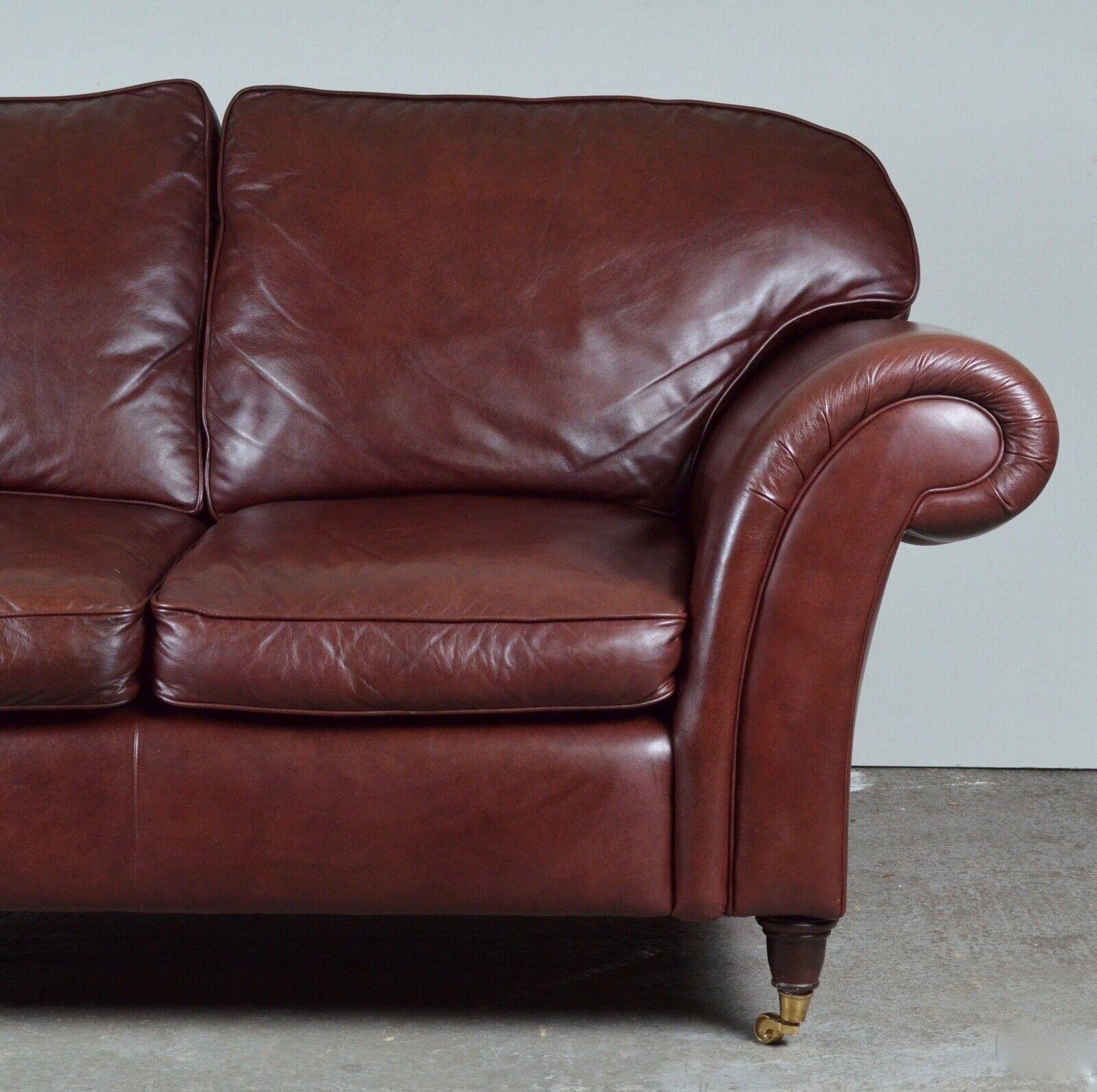 Luxury 2 Seater Heritage Brown Leather Laura Ashley Mortimer Sofa with