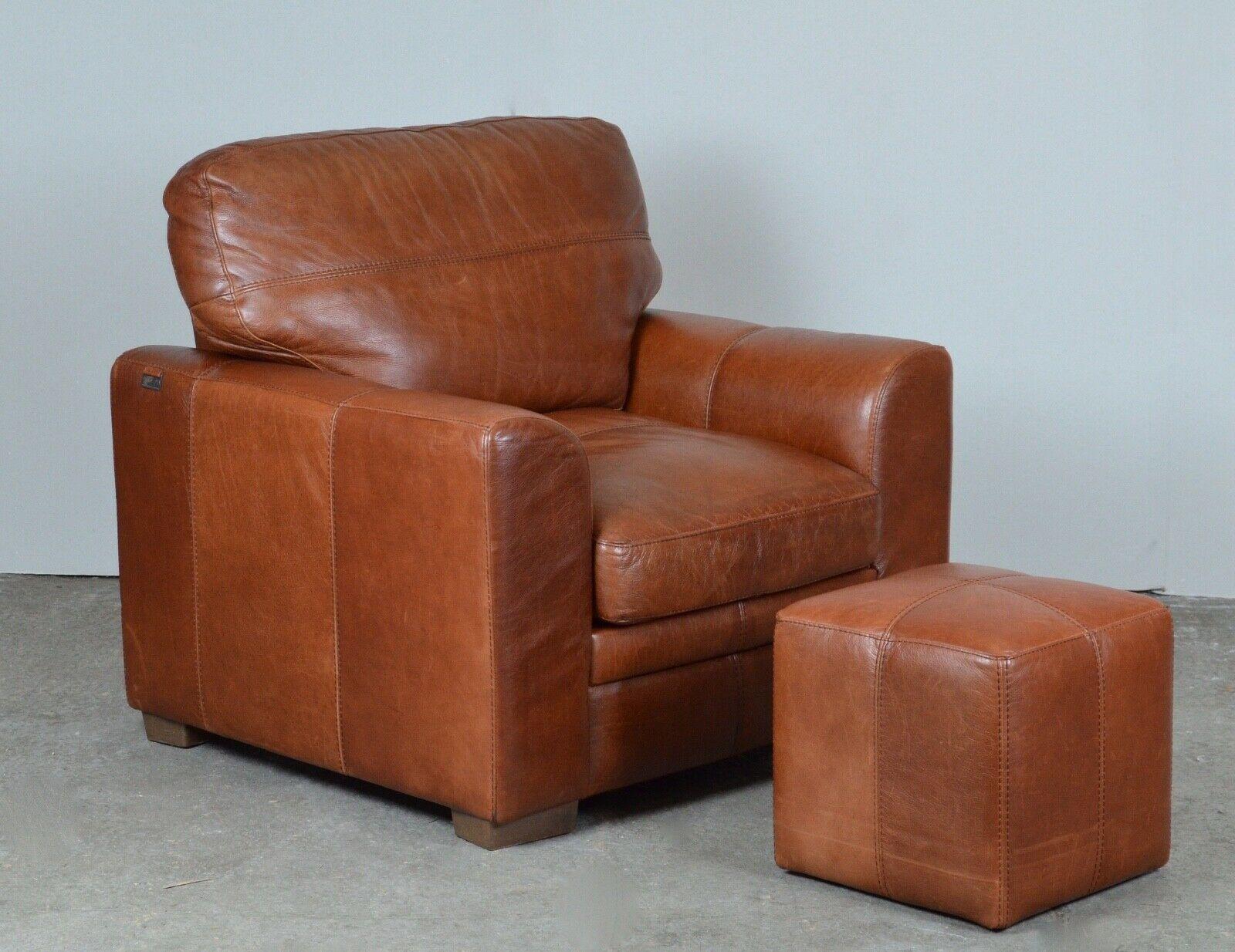 Luxury 2 Seater Viva Italian Designer Tan Leather Sofa / Armchair Available 3