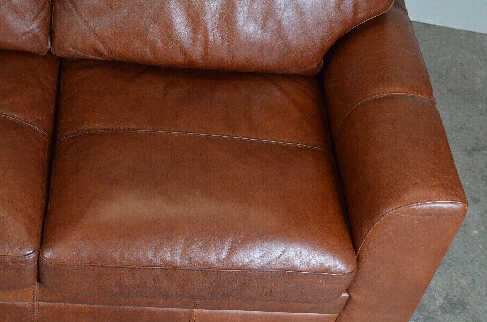 Luxury 2 Seater Viva Italian Designer Tan Leather Sofa / Armchair Available 1
