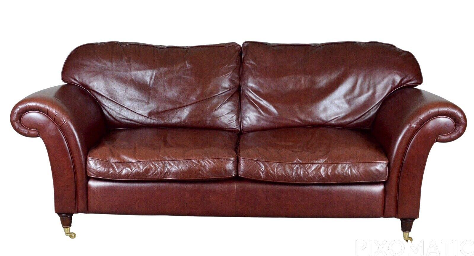We are delighted to offer for sale this lovely Laura Ashley, Mortimer II heritage brown leather three seat sofa with castors.

The sofa is very comfortable and in good condition. We also have the matching 2 seater sofa and storage stool available