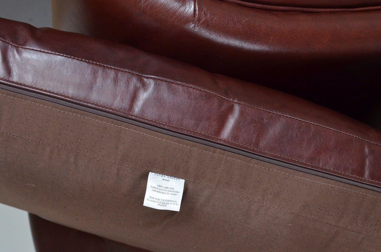 20th Century Luxury 3 Seater Heritage Brown Leather Laura Ashley Mortimer Sofa with Castors For Sale