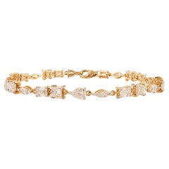 Luxury 4.89 Ct Mixed Cut Diamond Tennis Bracelet in 18K Yellow Gold Fine Jewelry