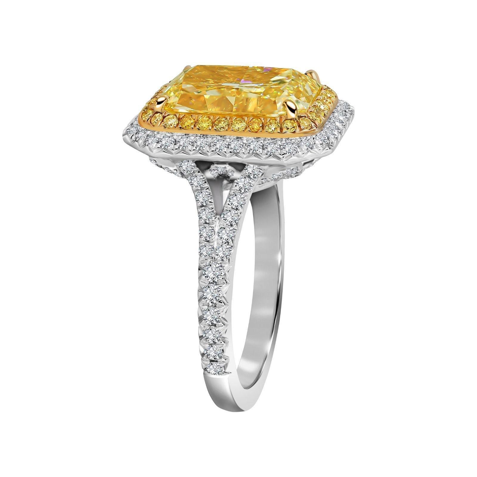Radiant Harmony – Luxury Fancy Light Yellow Radiant Cut Diamond Cocktail Ring in 18K White & Yellow Gold  GIA Certified  Merkaba Beverly Hills

A Rare Jewel of Color and Craftsmanship
Merkaba Beverly Hills presents the Radiant Harmony, an