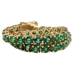 Luxury 9.40 Carat Natural Emerald Tennis Bracelet Riviera