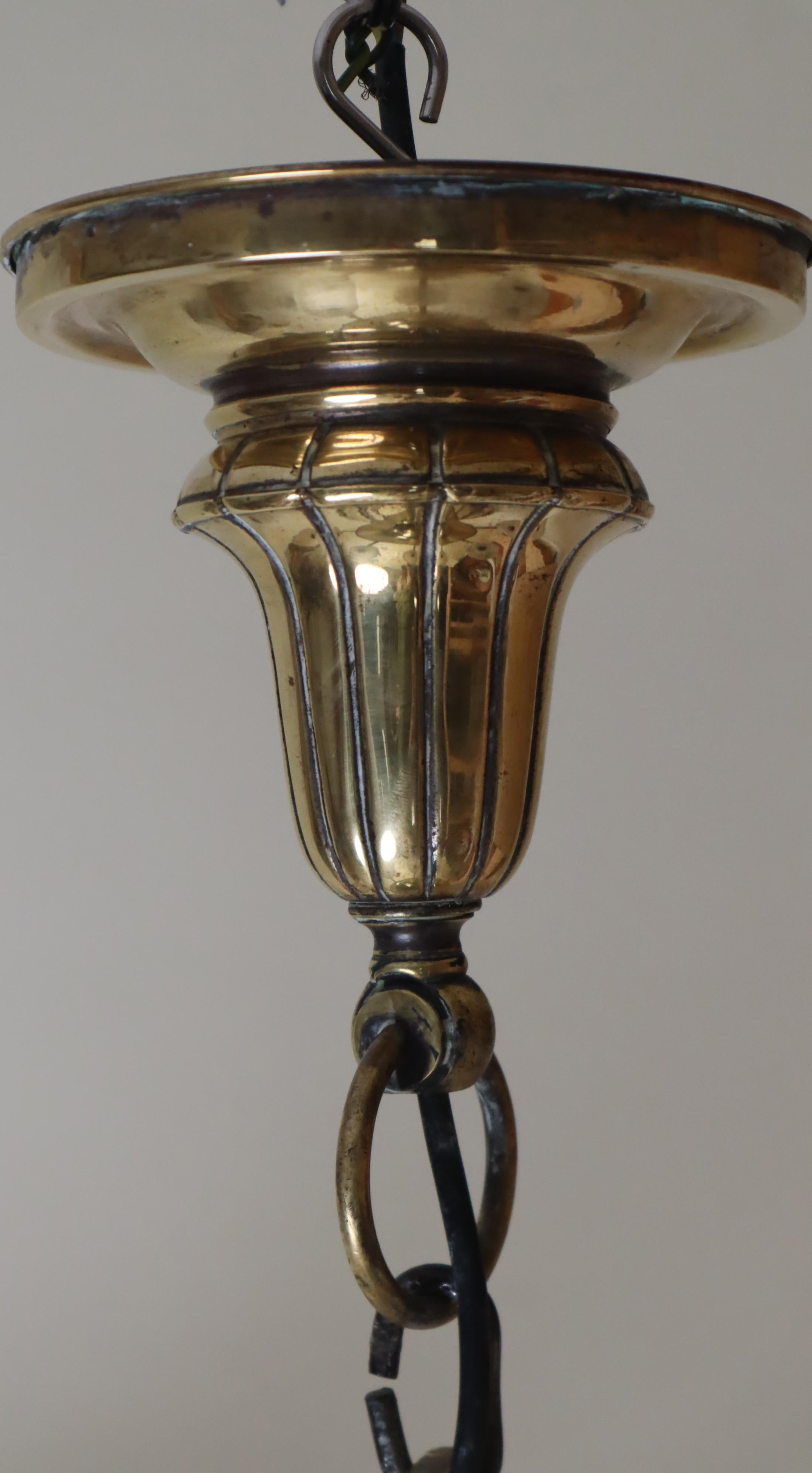 Luxury Alabaster and Brass Art Nouveau Cornucopia Chandelier For Sale 8