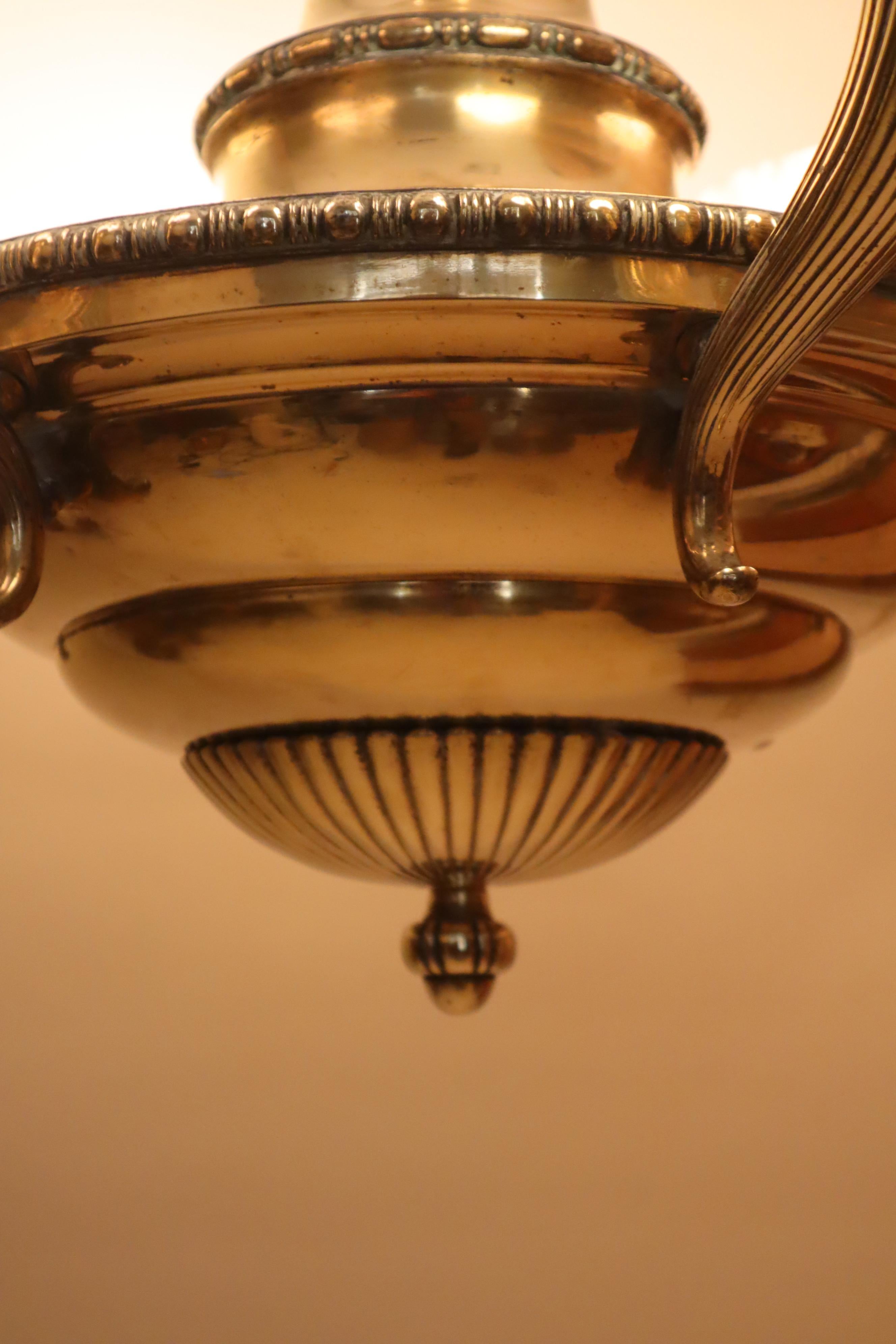 Luxury Alabaster and Brass Art Nouveau Cornucopia Chandelier For Sale 11