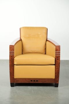 Luxury and well-maintained yellow Art Deco design armchair
