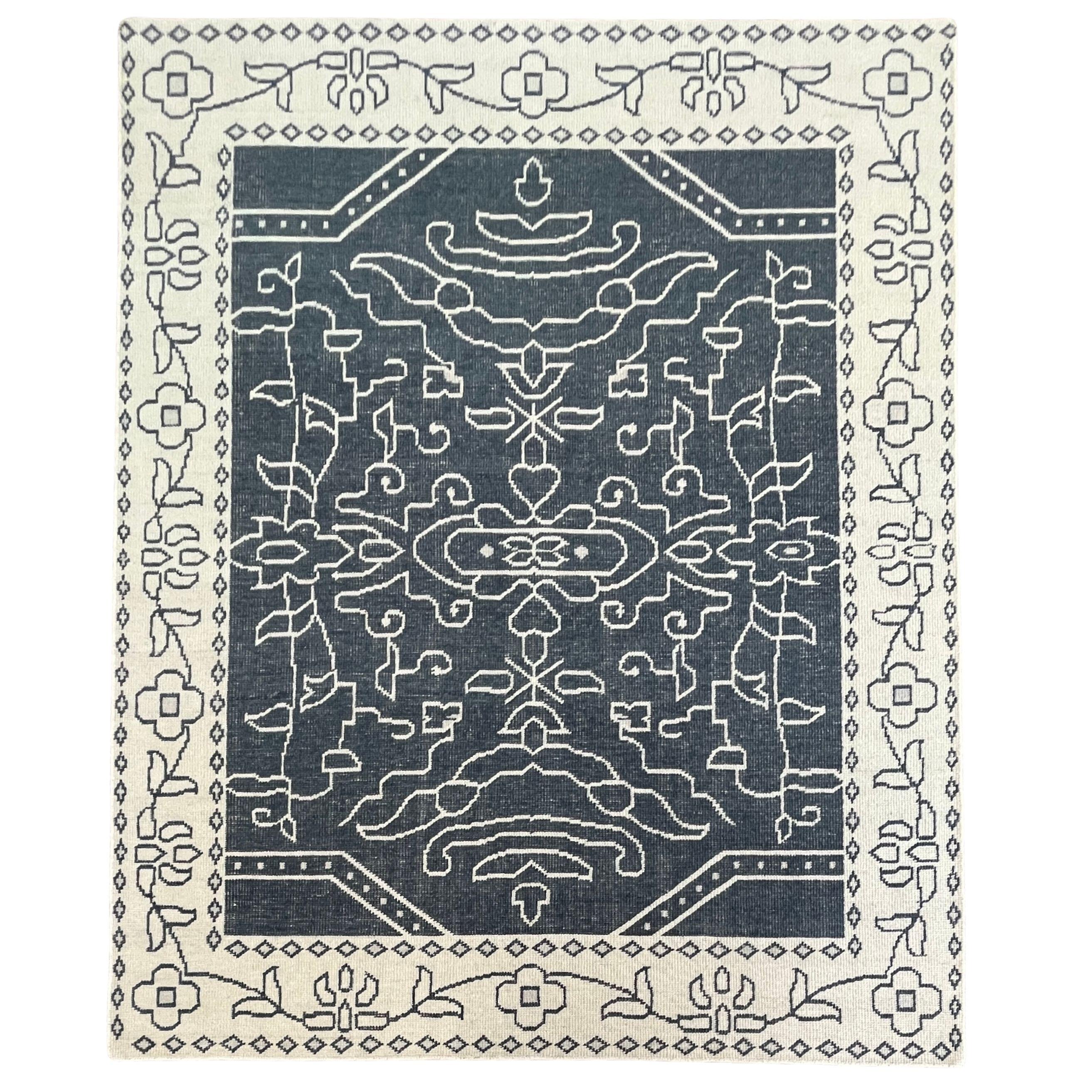 Laine Tapis de luxe, noué à la main Barath Design, NZ Wool, 8 x 10 Ft. en vente
