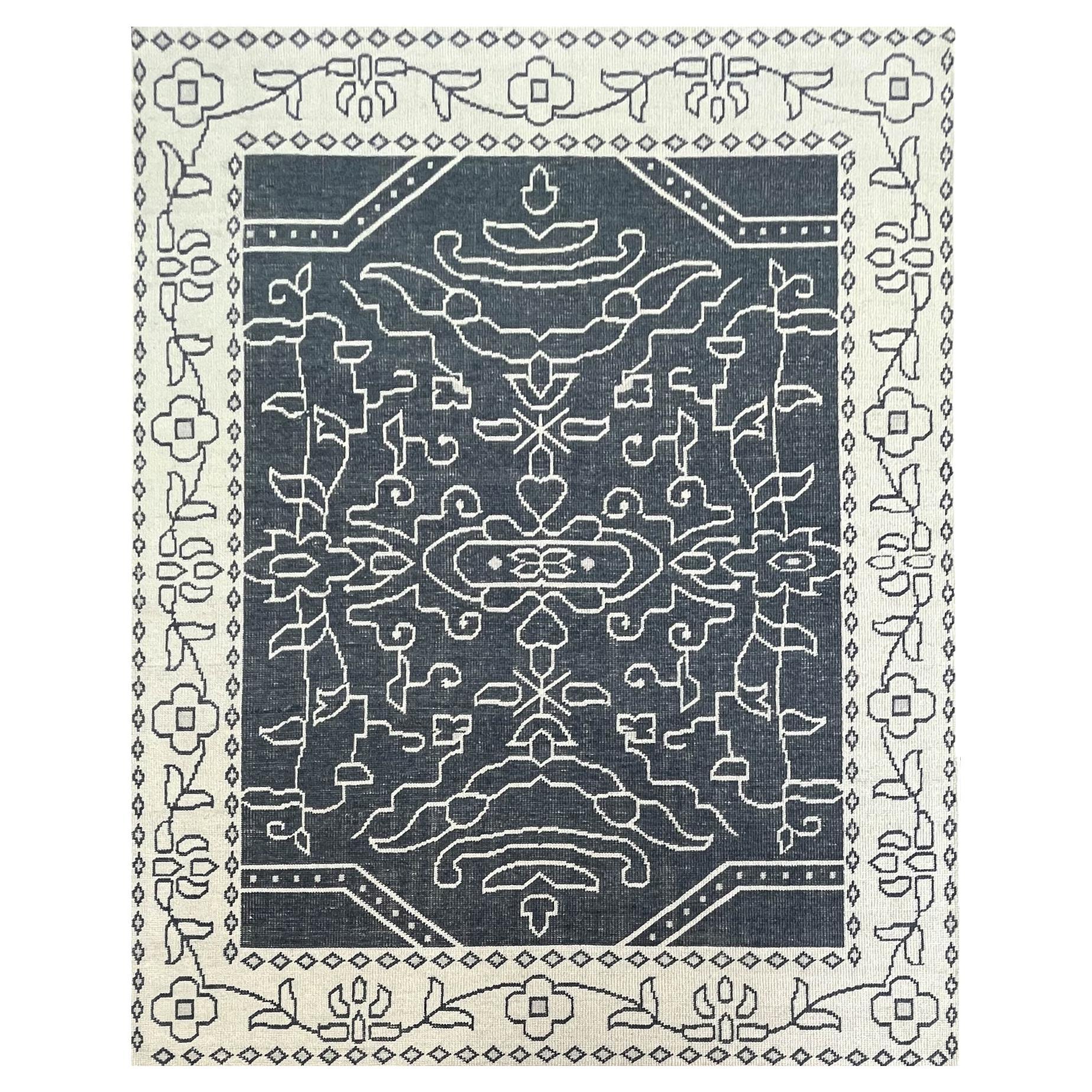 Luxury Area Rug, hand-knotted Barath Design, NZ Wool, 8 x 10 Ft.