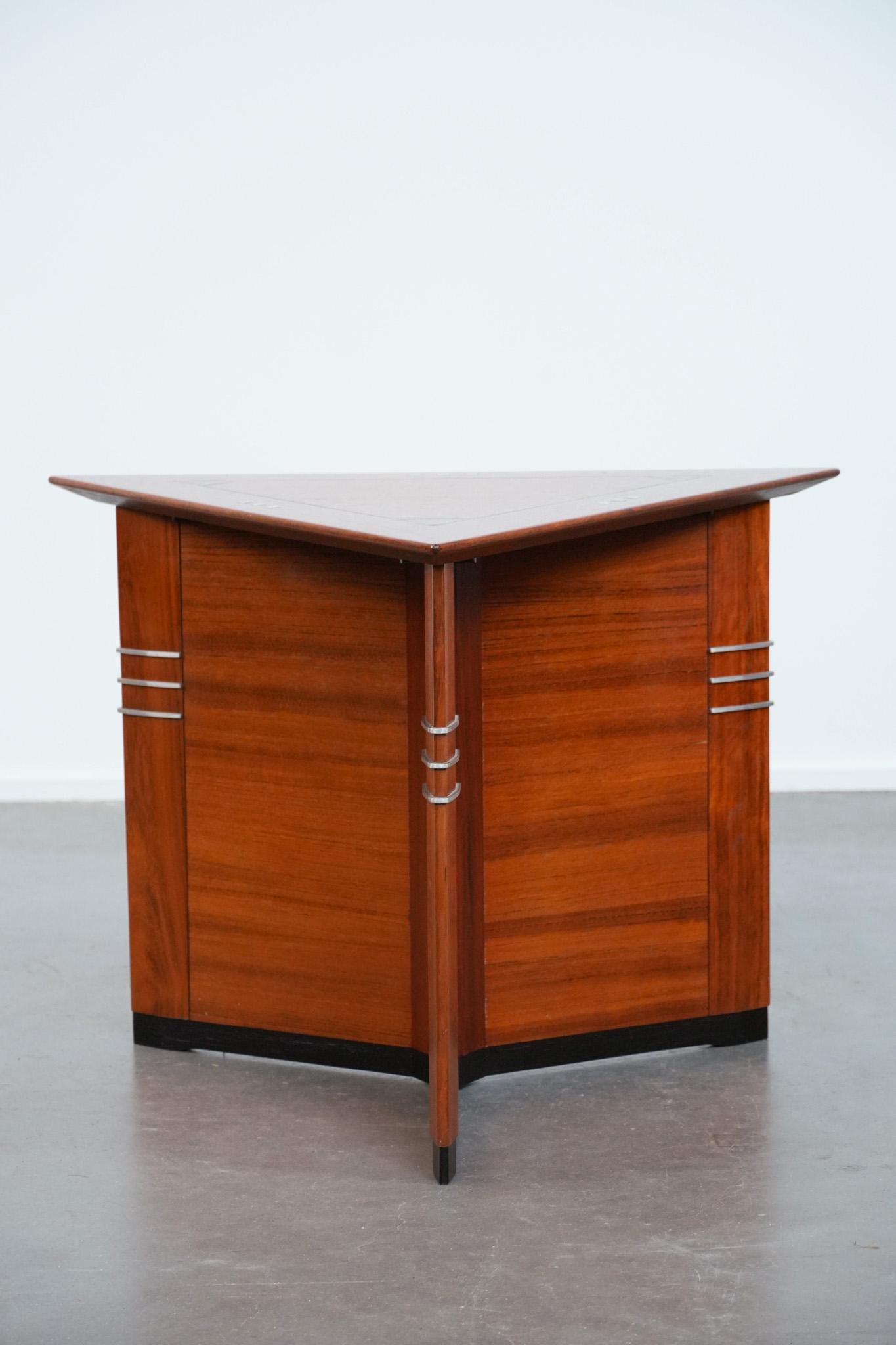 Hand-Crafted Luxury Art Deco design side/coffee table in a triangle shape For Sale