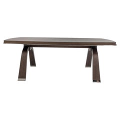 Luxury art deco Dining table in matte walnut et nickel details