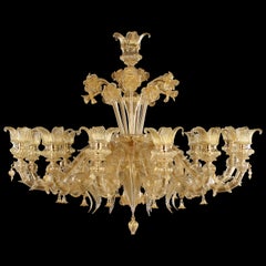 Lujosa Araña Artística Rezzonico 12 Brazos Oro Cristal Murano by Multiforme