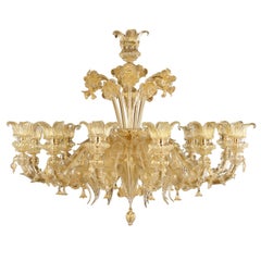 Luxury Artistic Rezzonico Chandelier 12 Arms Gold Murano Glass by Multiforme