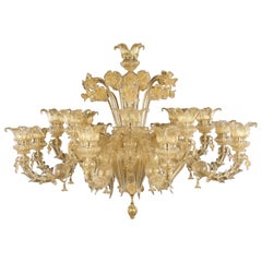 Lampadario artistico di lusso Rezzonico 8+8 bracci in vetro di Murano oro di Multiforme