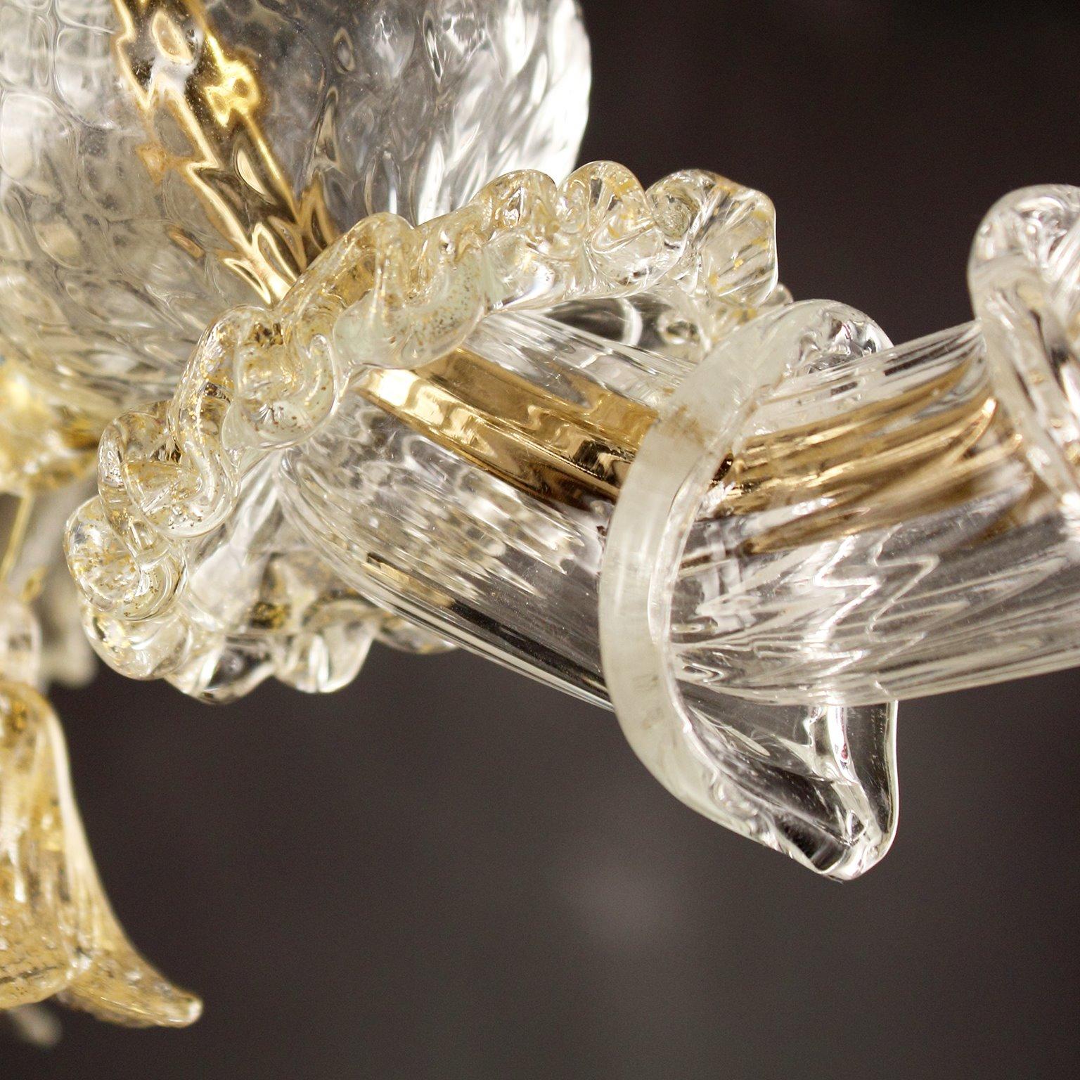 Luxury Artistic Rezzonico Sconce 1 Arm Clear and Gold Murano Glass, Multiforme For Sale 1