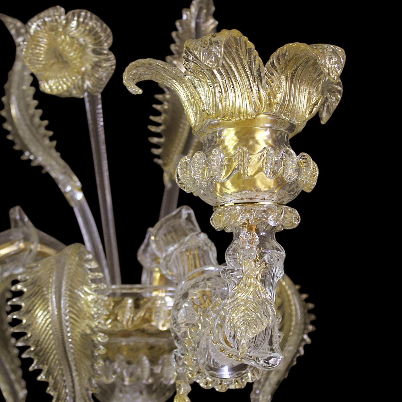Other Luxury Artistic Rezzonico Sconce 2 Arms Clear and Gold Murano Glass, Multiforme For Sale