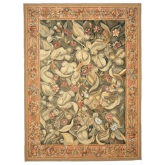 Luxury Aubusson Wool Dark Light Green Area Rug