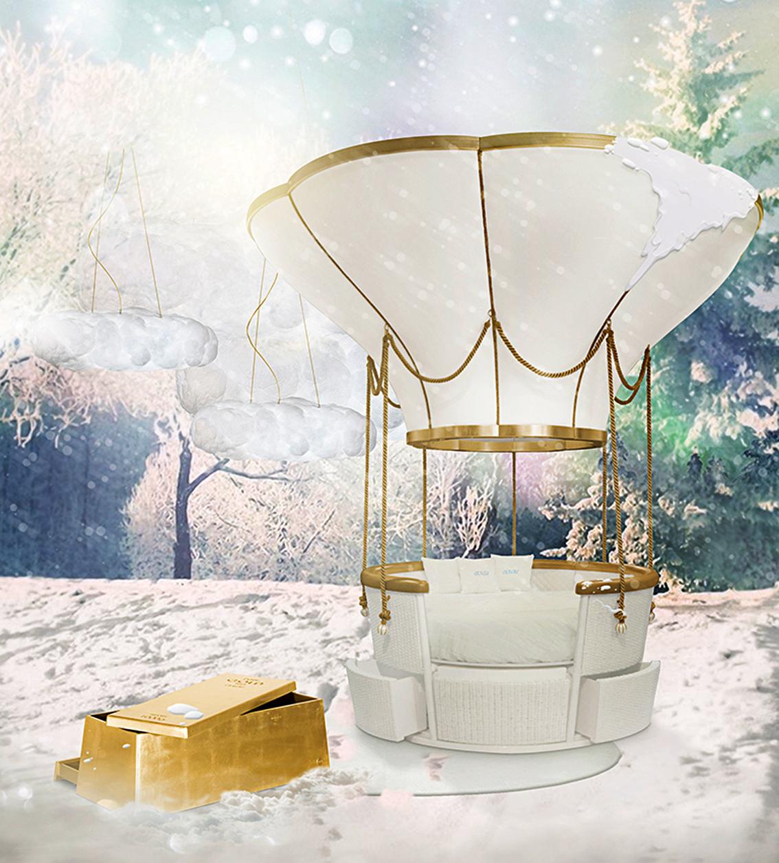 Romantic Luxury Ballooning Bed for Children Bedroom Basket Crib Bed & Sofa for Kids Room