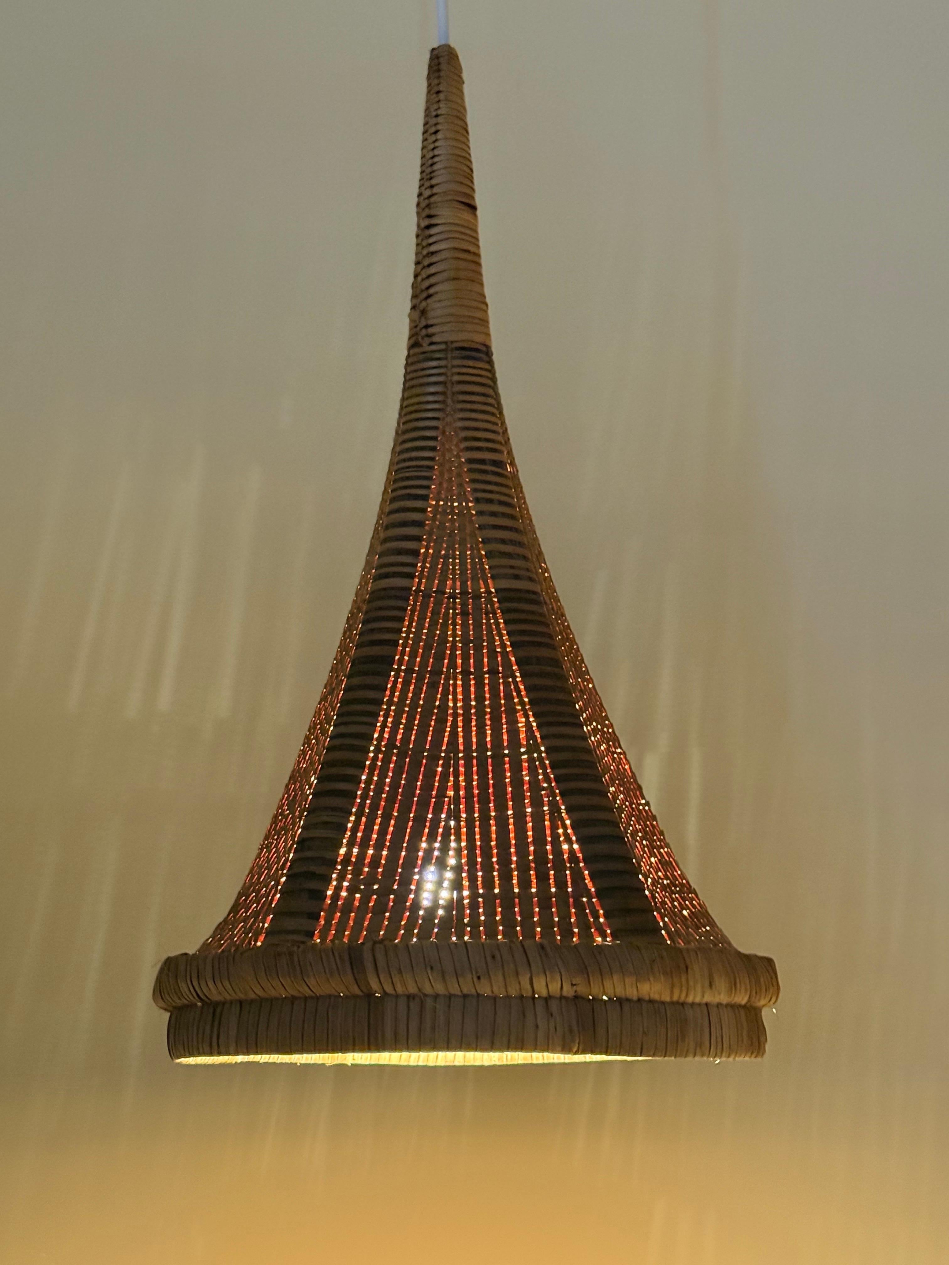 German Luxury Bambu Trumpet Hanging Lamp For Sale