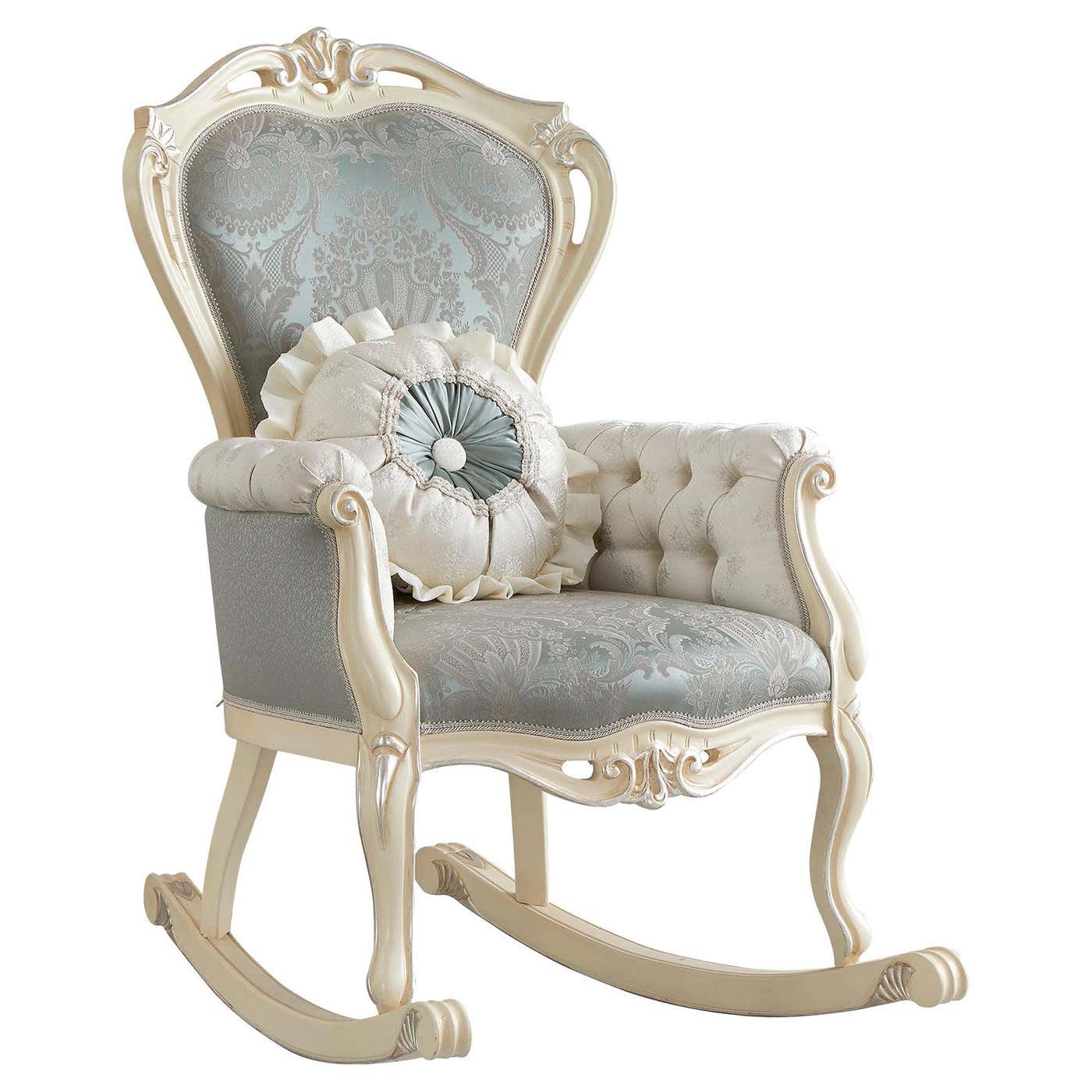 Luxury Baroque Rocking Armchair Ivory and Silver Leaf Finish 100% Made ...