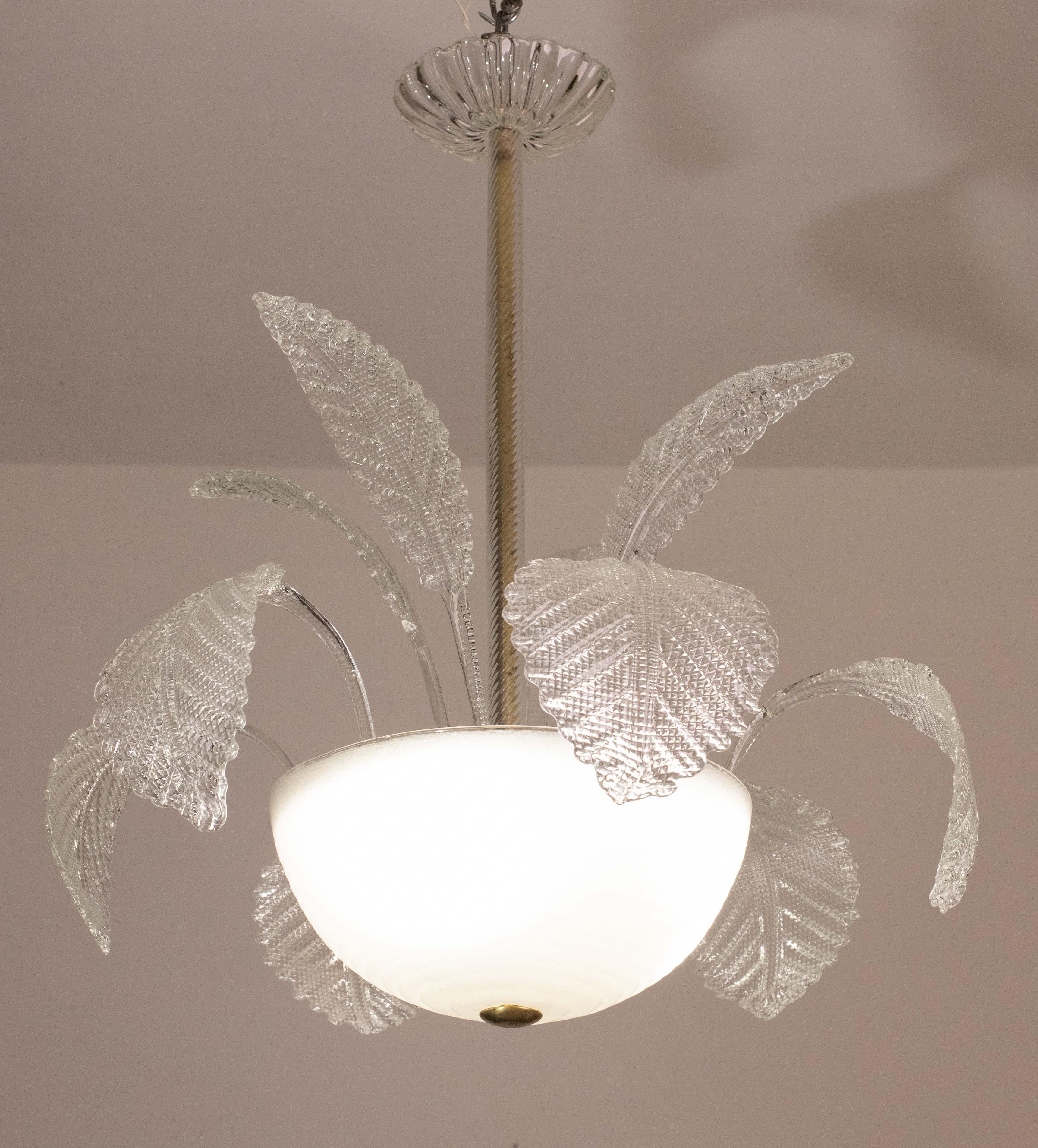 Araña de lujo Barovier & Toso, cristal Pulegoso de Murano, años 50 en venta 6