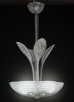 Luxury Barovier & Toso Chandelier, Murano Pulegoso Glass, 1950s