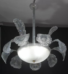 Luxury Barovier & Toso Chandelier, Murano Pulegoso Glass, 1950s