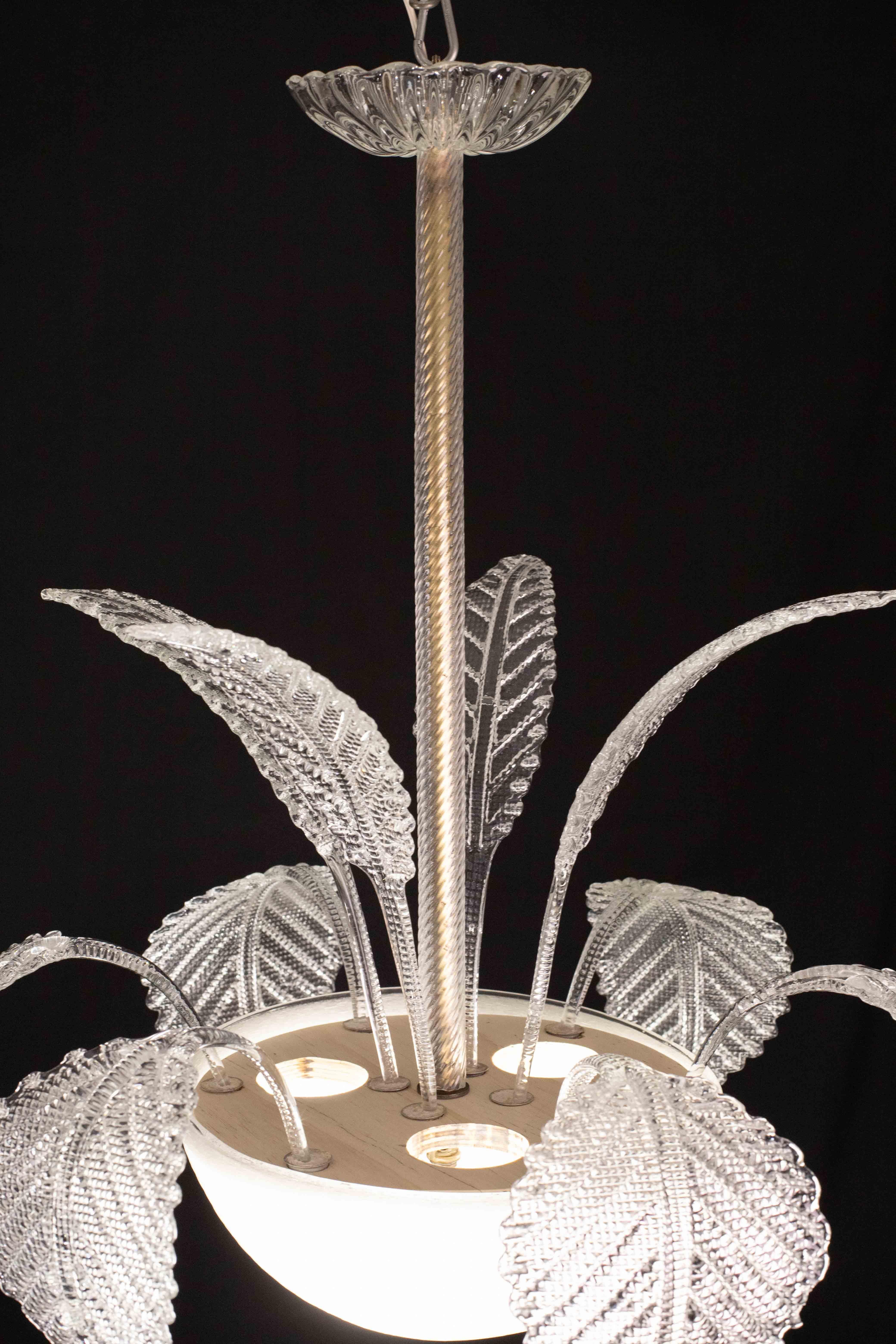 Araña de lujo Barovier & Toso, cristal Pulegoso de Murano, años 50 en Bueno estado para la venta en Roma, IT