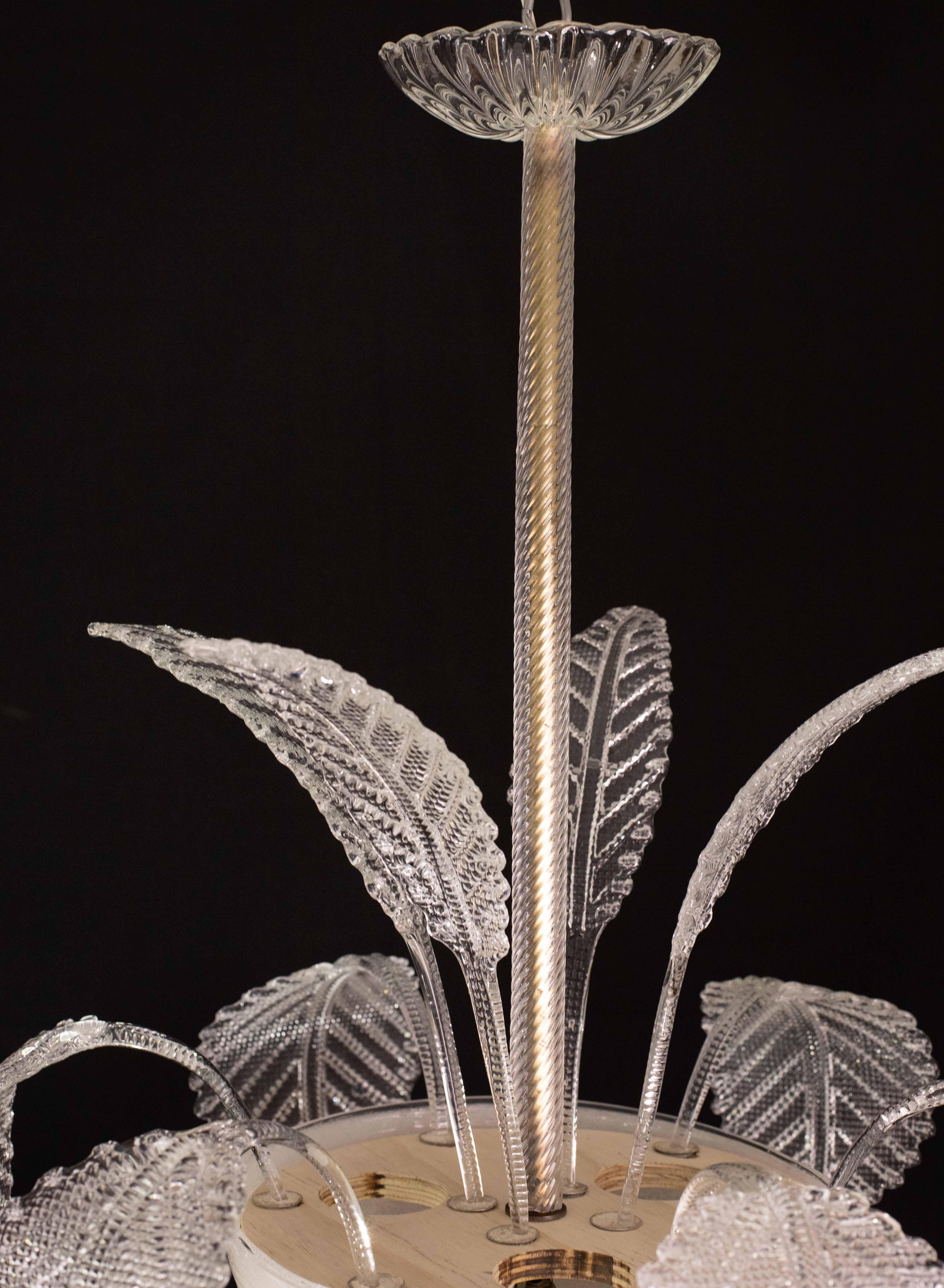 Araña de lujo Barovier & Toso, cristal Pulegoso de Murano, años 50 en venta 2