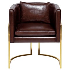 Luxury Beverly Hills Art Deco Contemporary Leather Upholstered Dining & Armchair