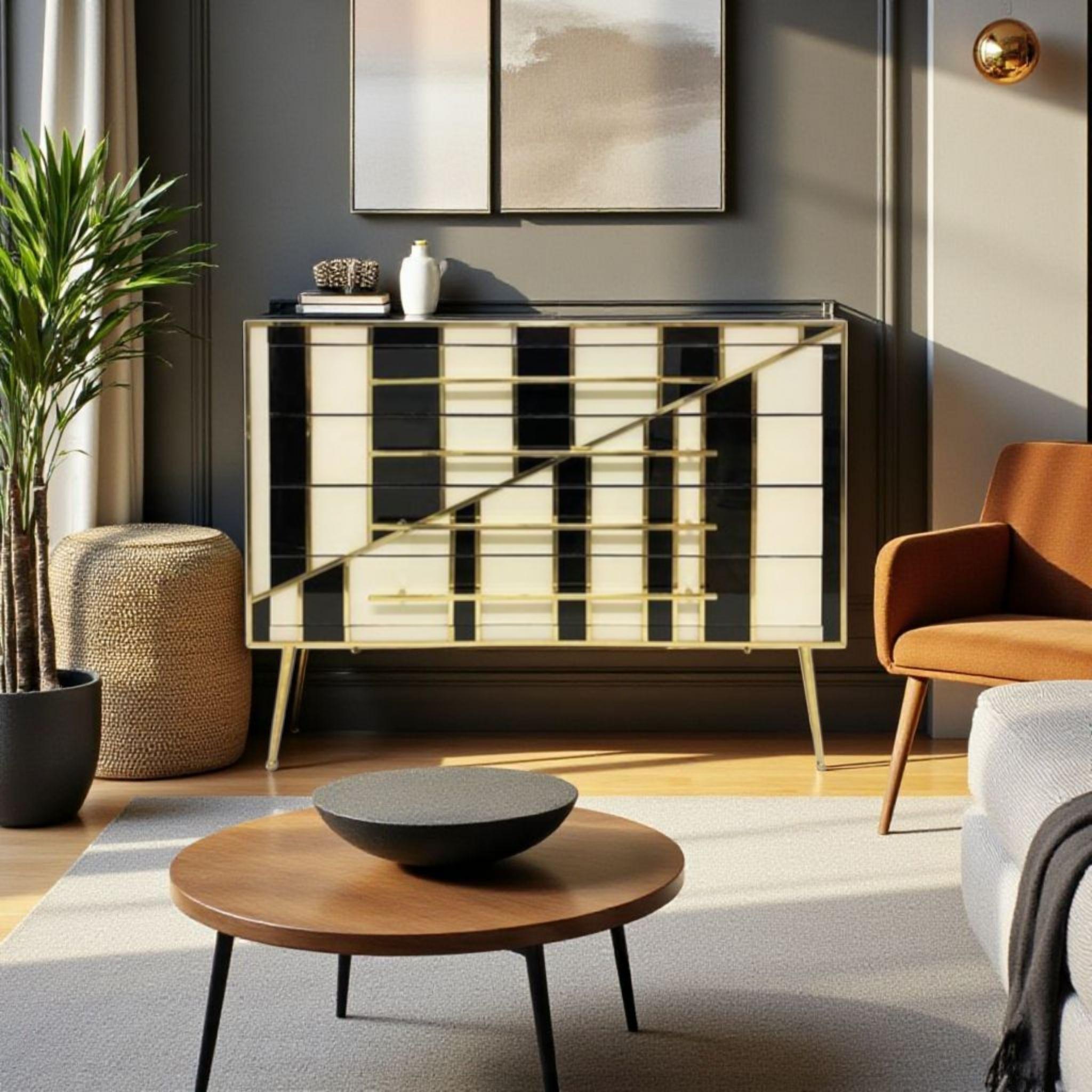 Commode de luxe noire et blanche faite à la main en Italie par Justfurnituress en vente 3