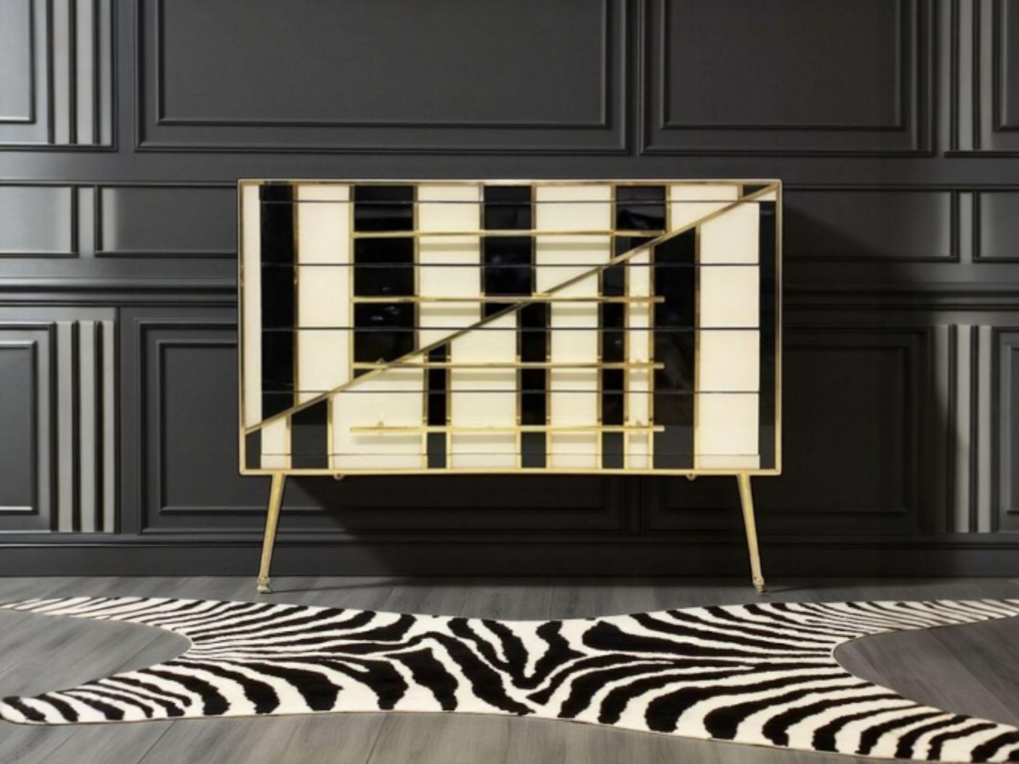 Commode de luxe noire et blanche faite à la main en Italie par Justfurnituress en vente 4