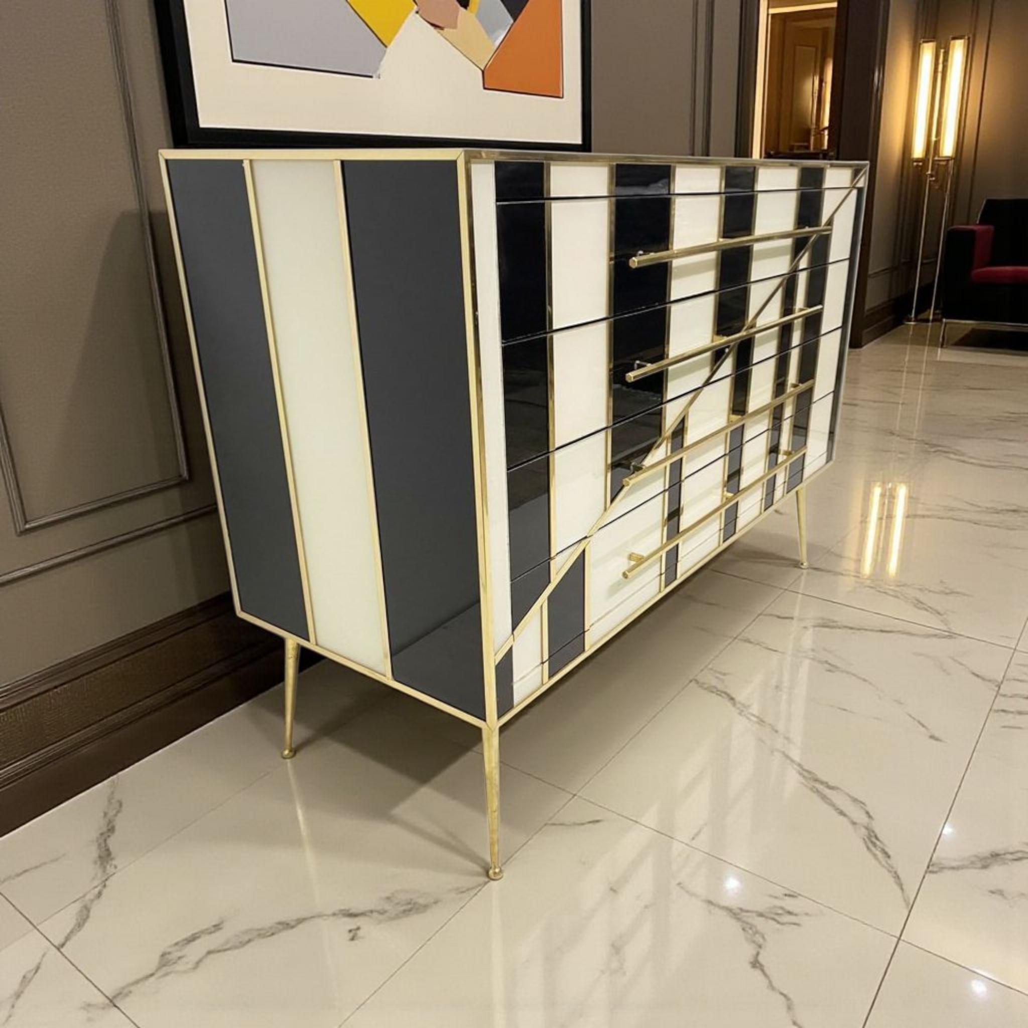 Commode de luxe noire et blanche faite à la main en Italie par Justfurnituress en vente 5