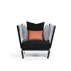 Stylish Patio Chair with White Upholstery and Gold Stainless Steel Details