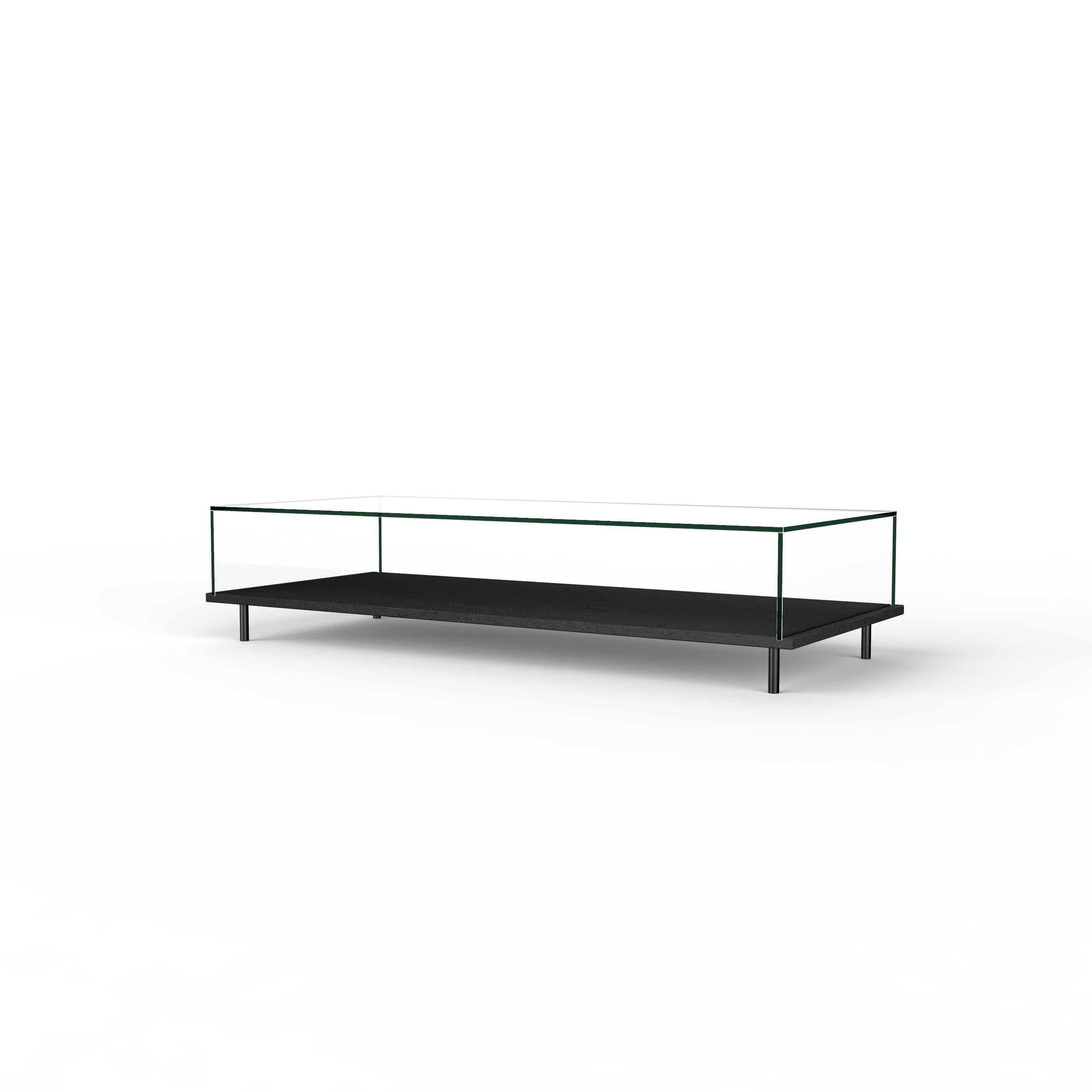 Mesa de centro de lujo de pizarra negra y cristal Lenar 2.0 Joaquín Moll Bespoke Design Moderno en venta