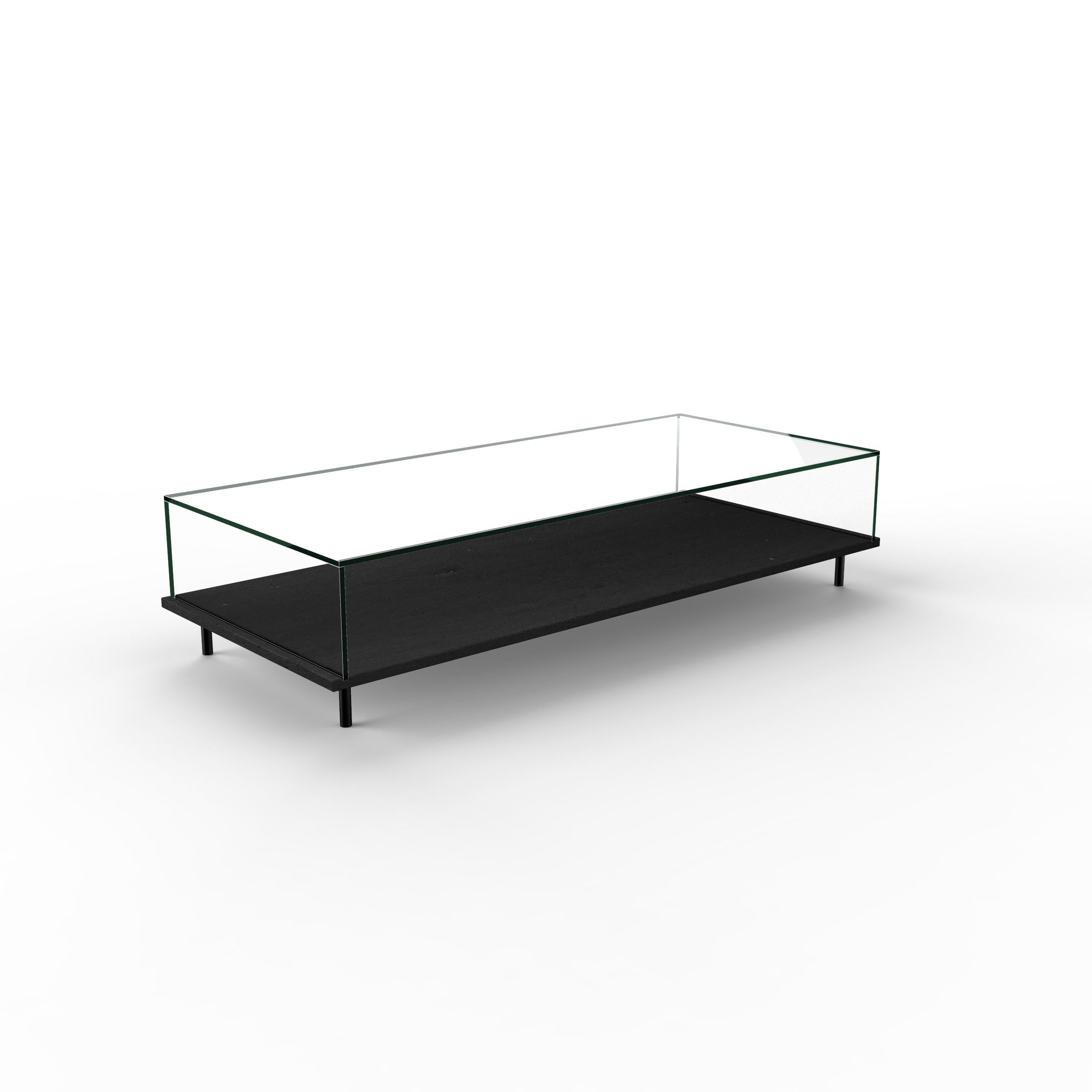 Mesa de centro de lujo de pizarra negra y cristal Lenar 2.0 Joaquín Moll Bespoke Design Español en venta