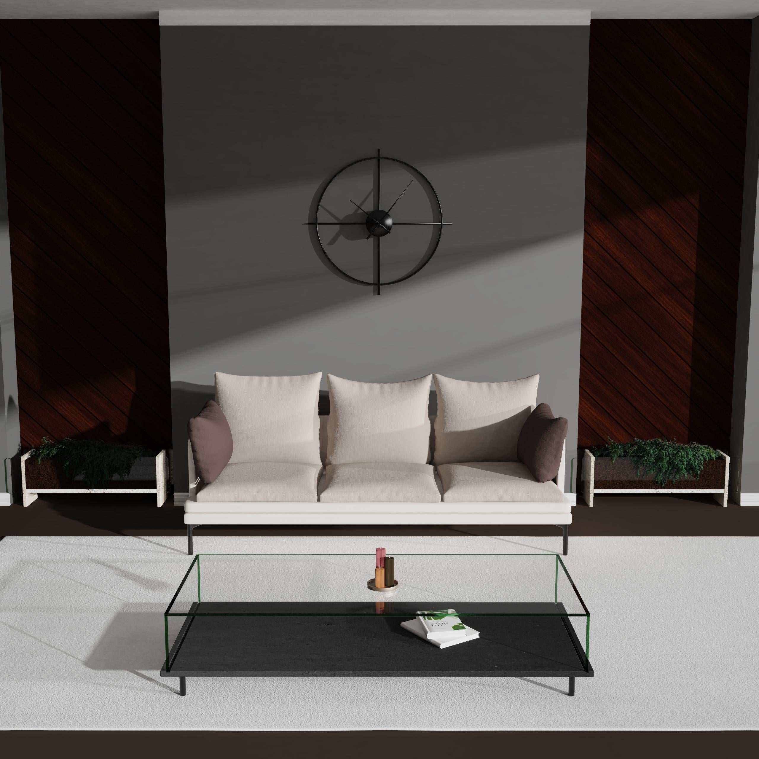 Mesa de centro de lujo de pizarra negra y cristal Lenar 2.0 Joaquín Moll Bespoke Design en Nuevo estado para la venta en VALVERDE DEL MAJANO, CL