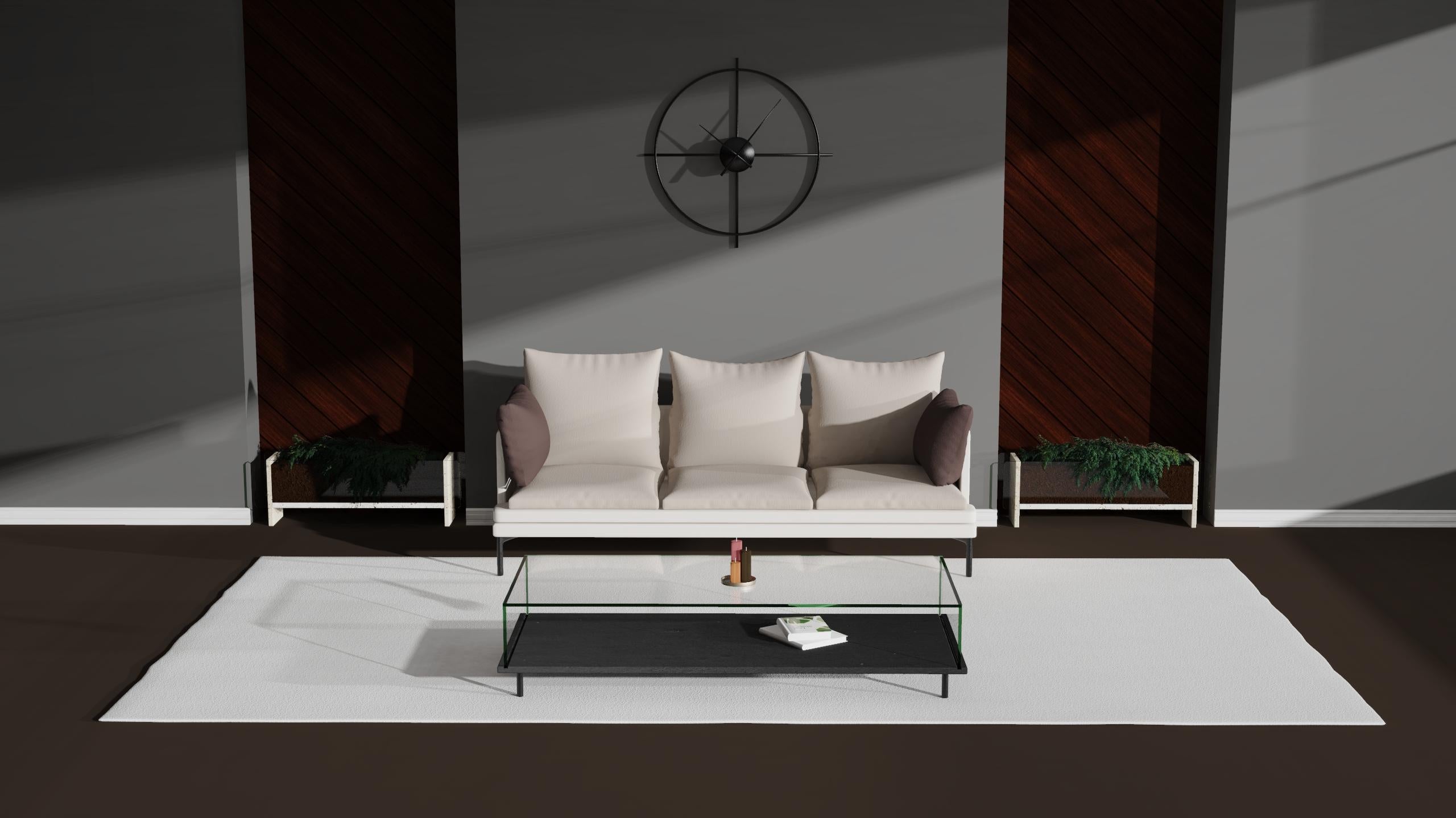 Mesa de centro de lujo de pizarra negra y cristal Lenar 2.0 Joaquín Moll Bespoke Design en venta 1