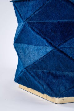 Luxury Blue Cowhide Himalaya Ottoman