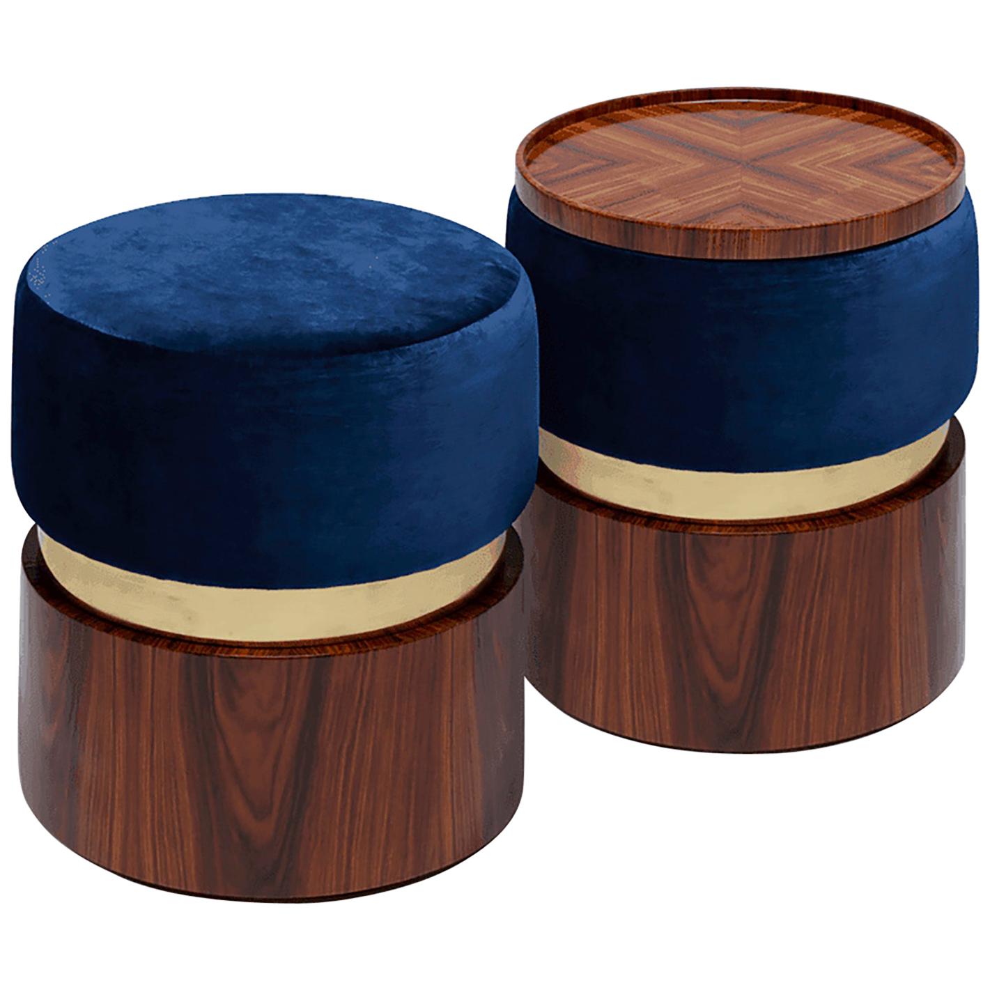 Luxury "Bonnie" Contemporary Upholstered Modern Ottoman Pouf Stool, Coffee Table For Sale