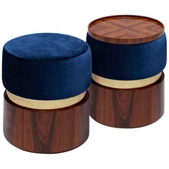 Luxury "Bonnie" Contemporary Upholstered Modern Ottoman Pouf Stool, Coffee Table