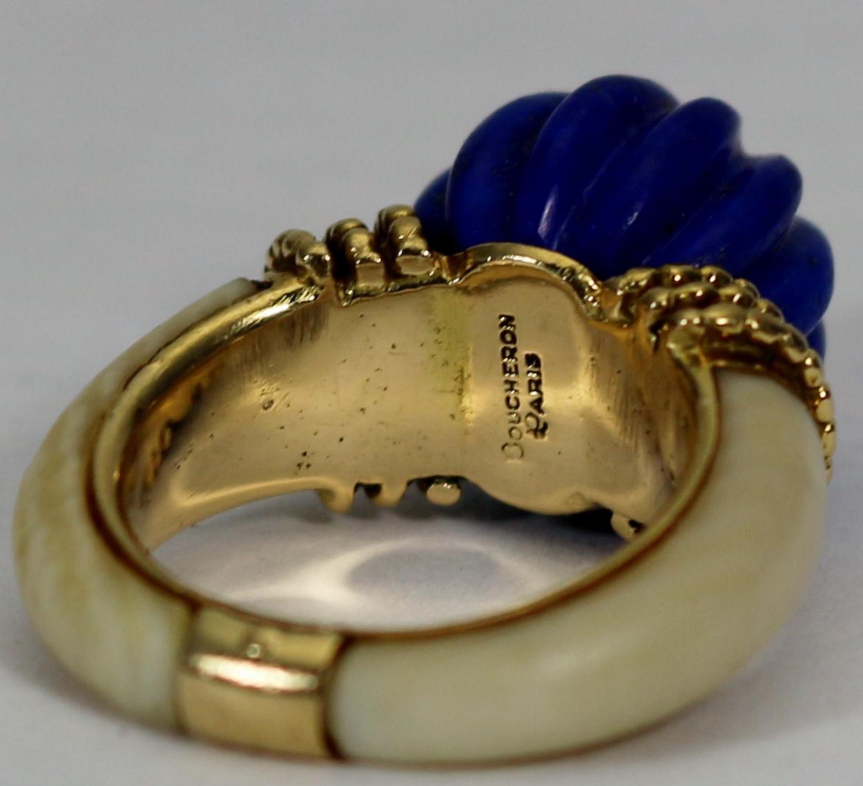 Luxury Boucheron Paris Ring 18K Gold Lapis Lazuli 5