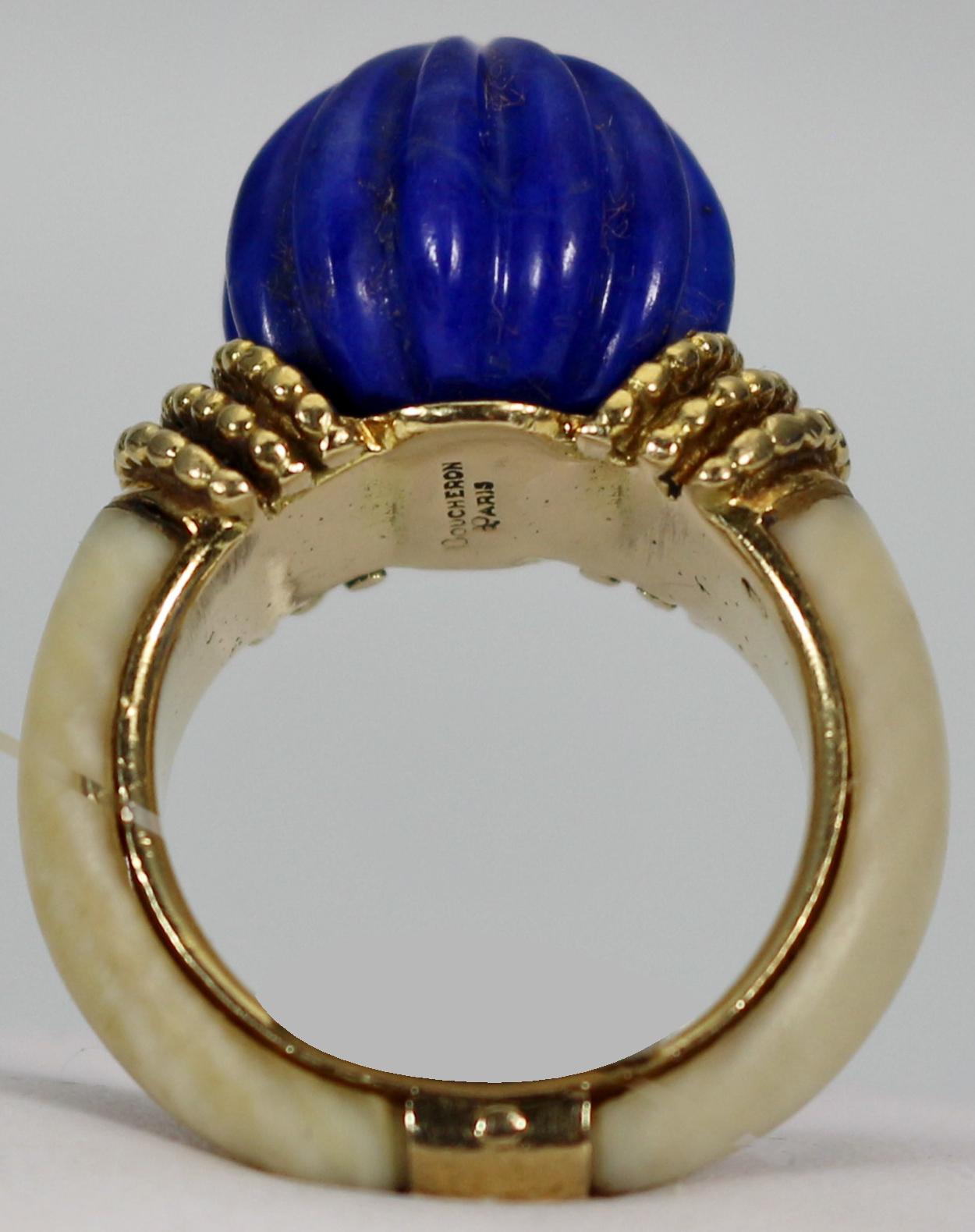 Luxury Boucheron Paris Ring 18K Gold Lapis Lazuli 1