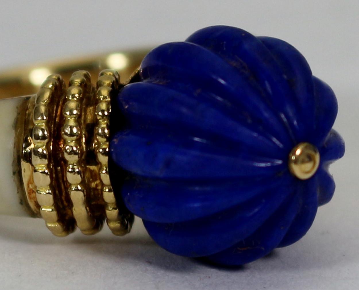 Luxury Boucheron Paris Ring 18K Gold Lapis Lazuli 2