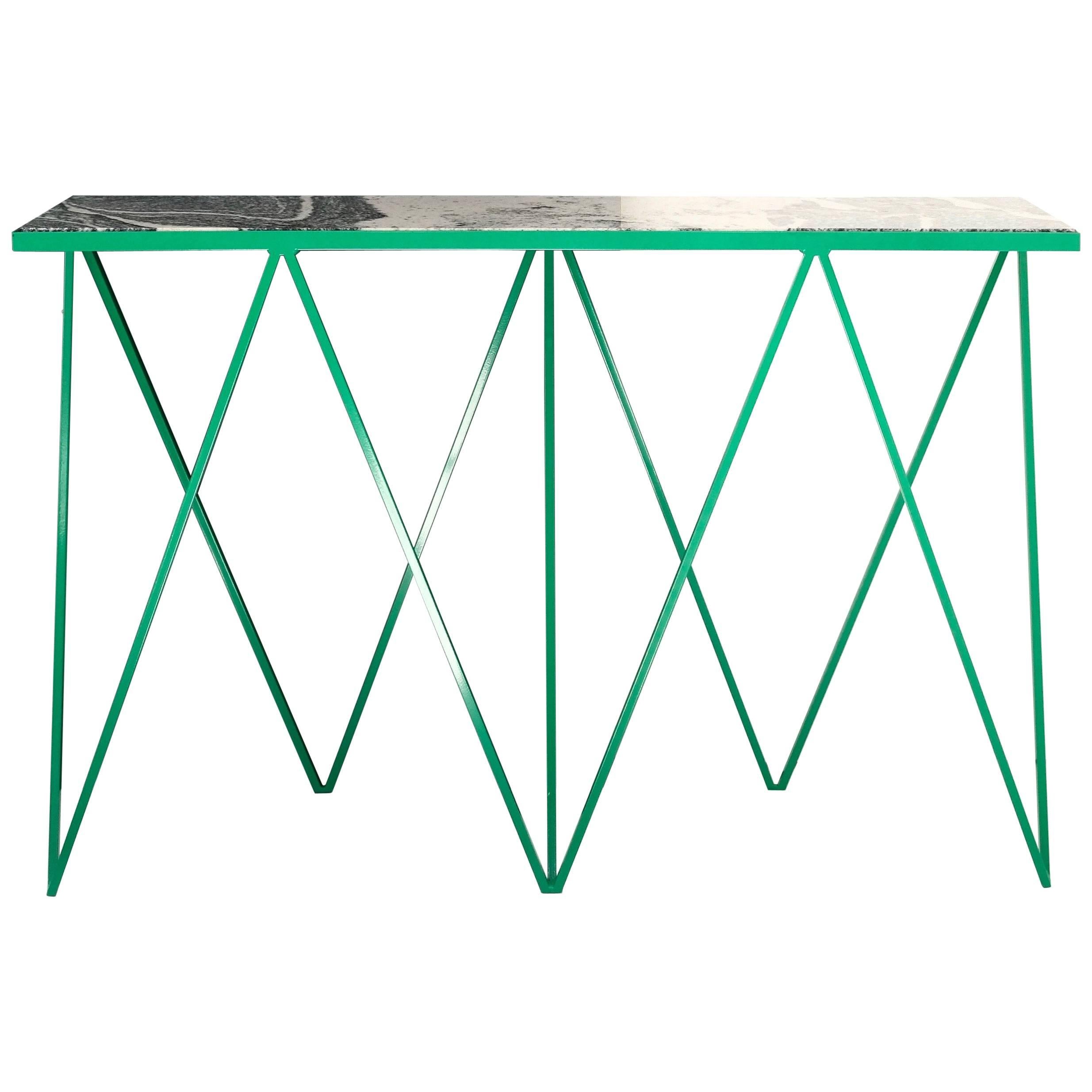 Luxury Green Giraffe Console Table with Granite Top - Customisable  For Sale